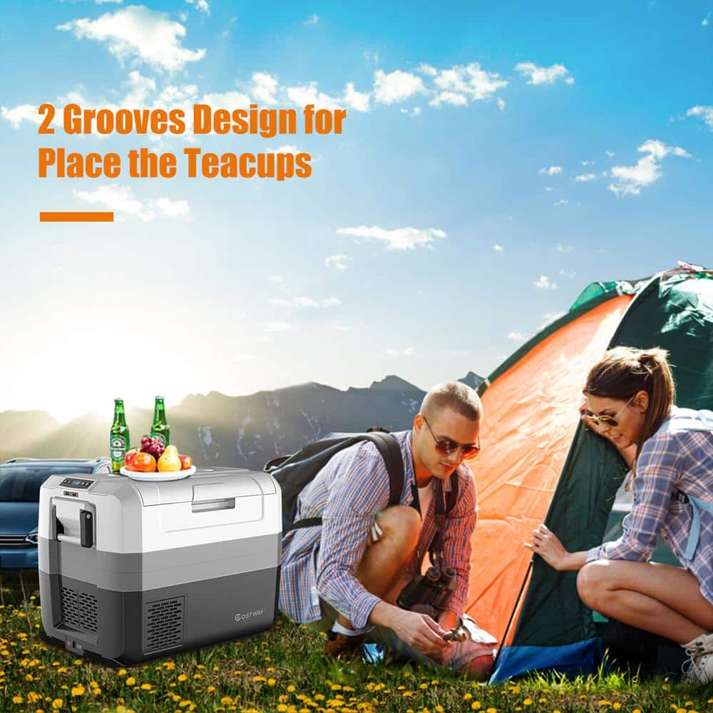 58 Quart Gray and Black Portable Electric Car Cooler