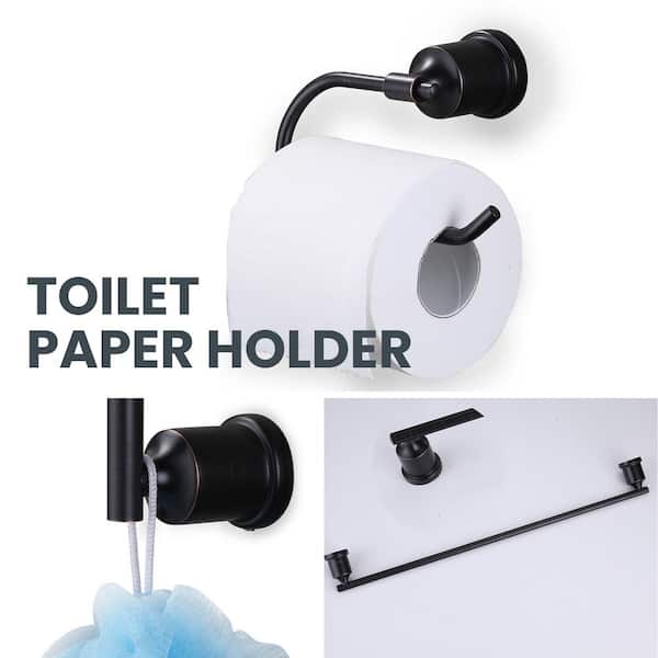 5-Piece Bath Hardware Set with 24 in . Towel Bar, Toilet Paper Holder, Towel Ring, Towel Hooks in Oil Rubbed Bronze