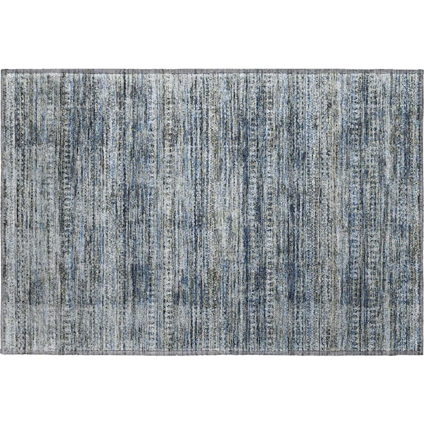 Mayfield Premium Machine Washable Abstract AMF1971 Denim 2 ft. x 3 ft. Accent Rug
