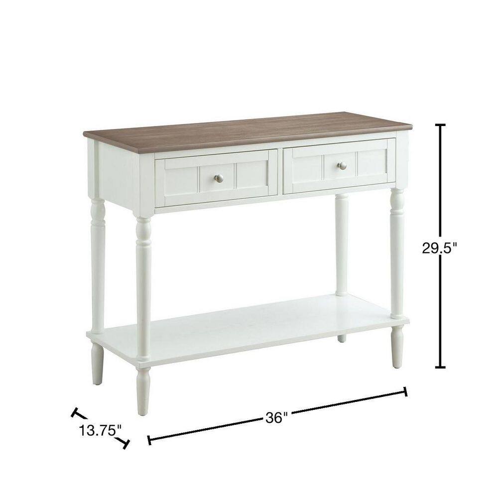 Driftwood and White 36" Wood Hall Table with Storage