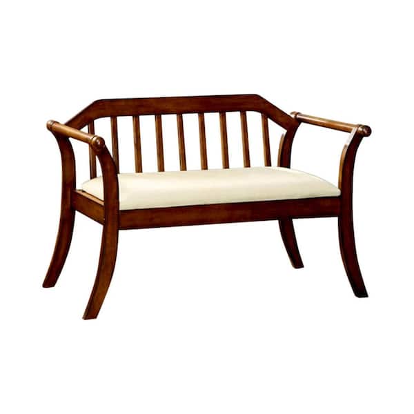 Benjara Transitional Style Dark Oak Bench