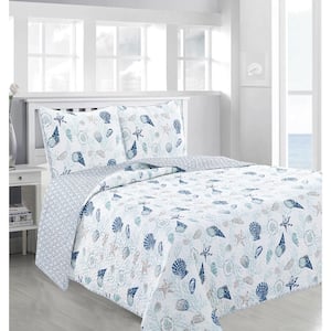 Bluel Printed King Microfiber 3-Piece Quilt Set Bedspread