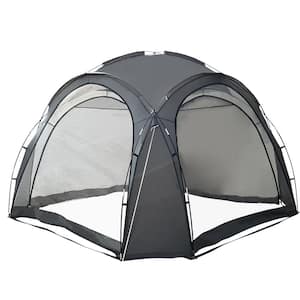 12 ft. x 12 ft. Grey Pop-Up Camping Tent with Side Wall, Ground Pegs and Stability Poles