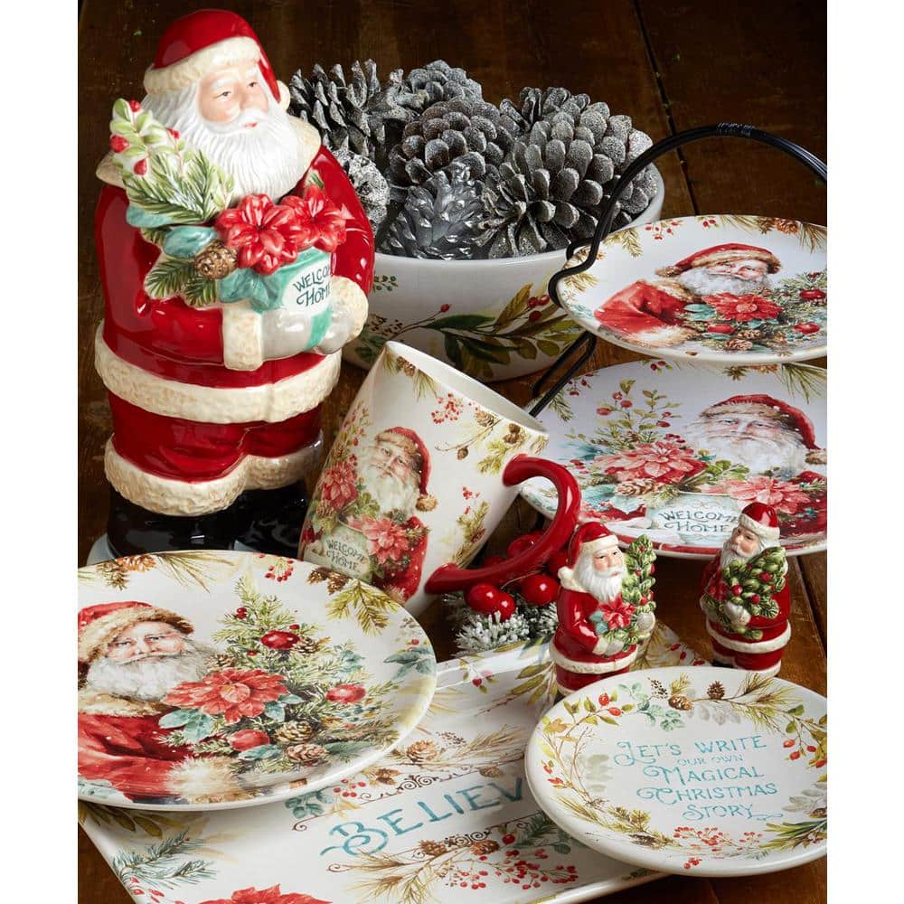 22oz Red and White Ceramic Christmas Mugs Set of 4