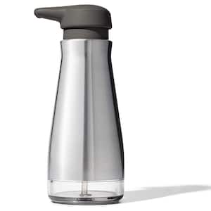 Freestanding Stainless Steel Round Soap Dispenser with Non-Slip Base and Angled Spout