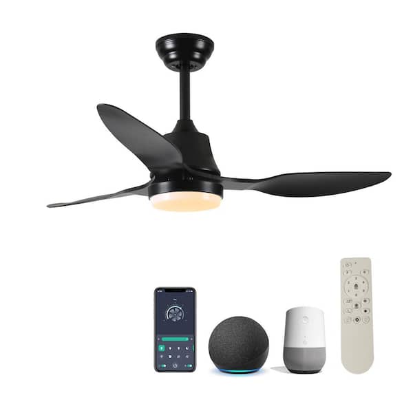 3.5 ft. Black 110-Volt Ceiling Fan with Lights Remote,Quiet DC Motor,Control with WIFI Alexa App