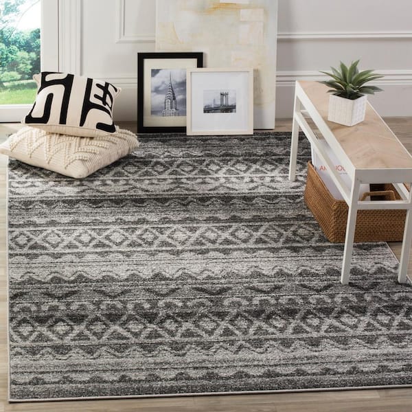 Adirondack Ivory/Charcoal Doormat 3 ft. x 5 ft. Geometric Area Rug