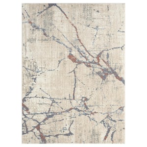 Milas Beige 6 ft. x 9 ft. Abstract Polypropylene Area Rug