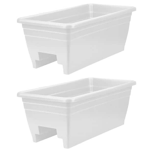 THE HC COMPANIES Durable 24 in. W Akro Deck Rail Box Plastic Planter and Plugs (2-Pack)