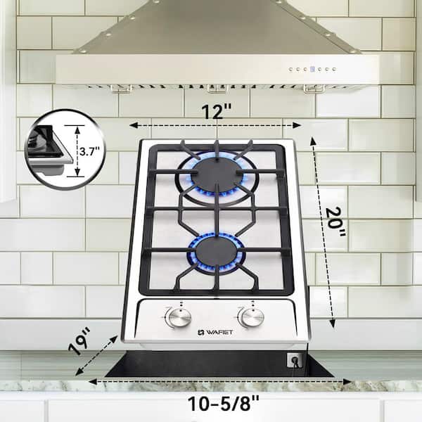 AUODGDNT Gas Stove Gas Cooktop 2 Burners,12 Inches Portable Stainless Steel  Built-in Gas Hob LPGNG Dual Fuel Easy to Clean for RVs, Apartments