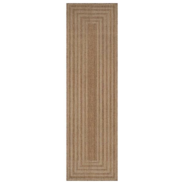 Geometric Sand/Natural Easy-Care Jute-Style Indoor/Outdoor Flat Woven Area Rug 2 ft. 3 in. x 6 ft. Sand