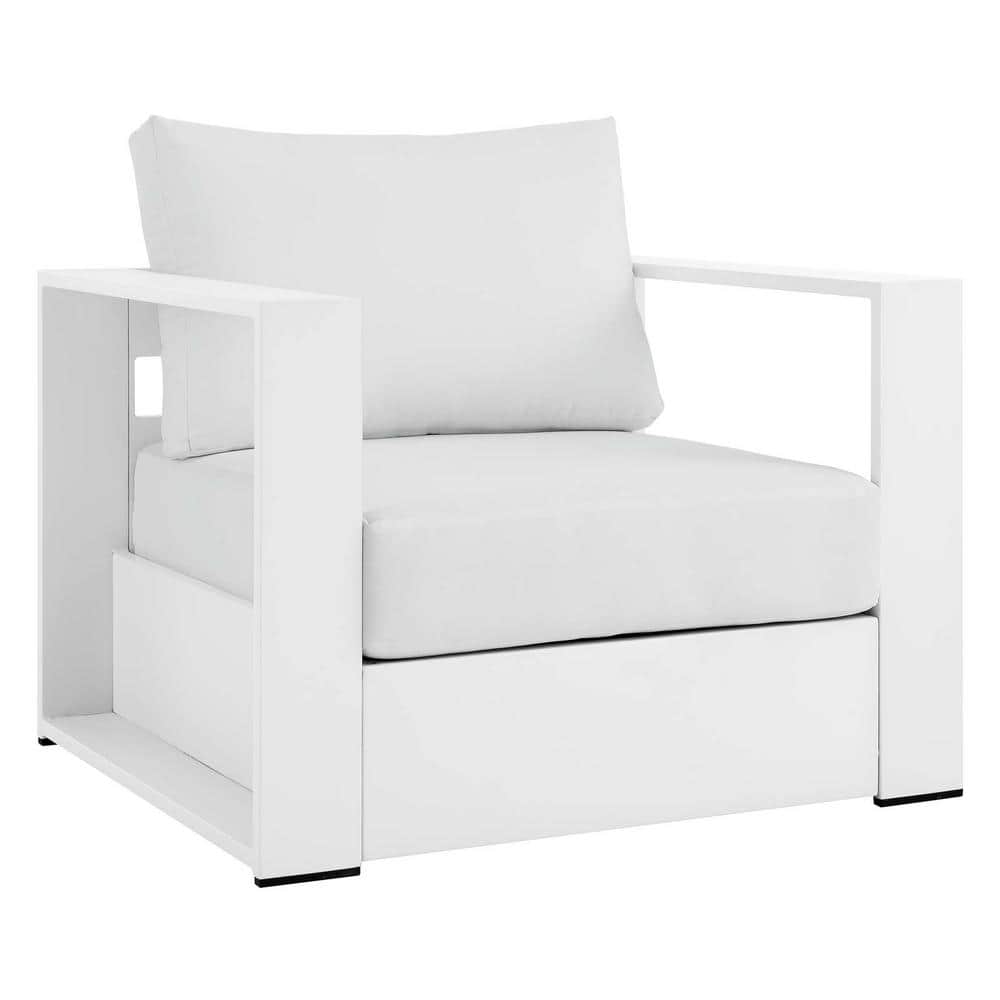 Tahoe Modern White Aluminum Outdoor Armchair with Cushions