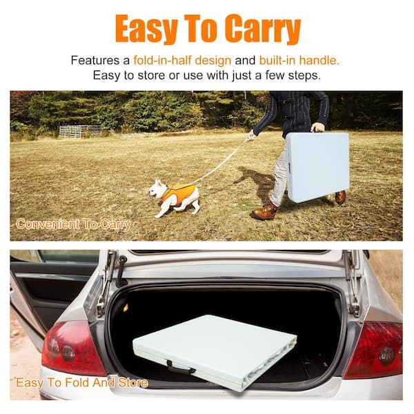 Segawe 4ft Plastic Folding Table – Portable Fold-in-Half For Indoor/Outdoor Use, White
