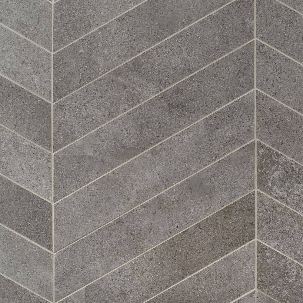 Iris Chevron Dark Gray Matte Porcelain Floor and Wall Tile
