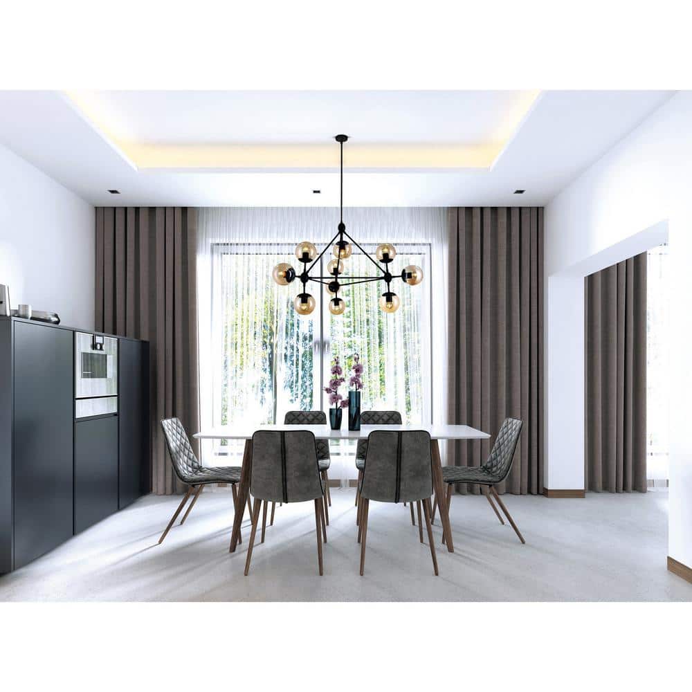 Astralis 39" Black Stainless Steel Sputnik Chandelier with Clear Glass
