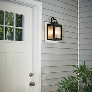 Carlson 14.75 in. 2-Lights Rubbed Bronze Outdoor Hardwired Wall Lantern Sconce with No Bulbs Included (1-Pack)