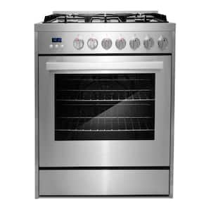 30 in. 5.0 cu. ft. Single Oven Gas Range with 5 Burner Cooktop and Heavy Duty Cast Iron Grates in Stainless Steel
