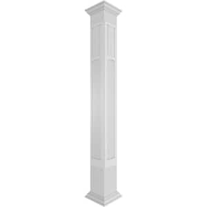 7-5/8 in. x 8 ft. Square Non-Tapered San Miguel Mission Style Fretwork PVC Column Wrap Kit with Crown Capital and Base