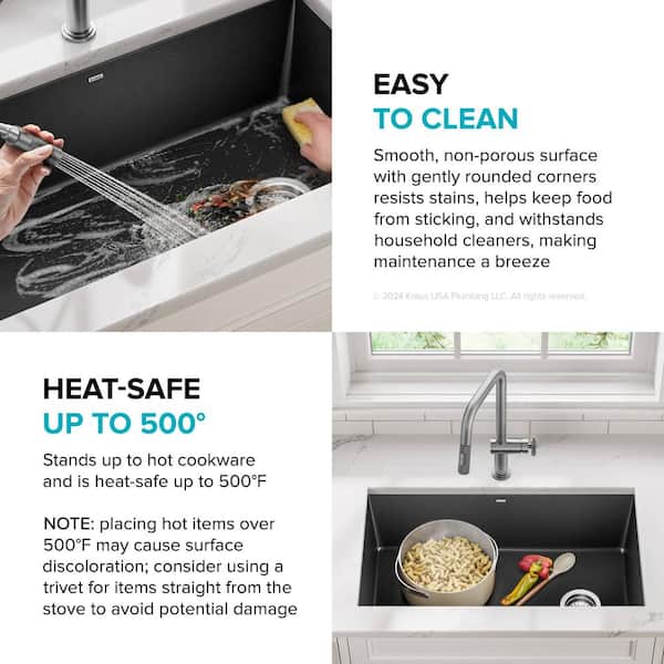 KRAUS Forteza Undermount Granite 32 in. Single Bowl Kitchen Sink