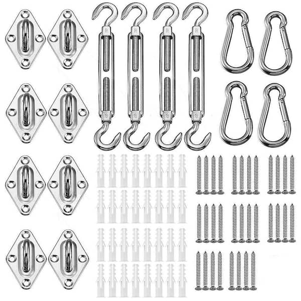 Angel Sar 5 in. 304 Grade Stainless Shade Sail Hardware Kit for Garden Outdoors
