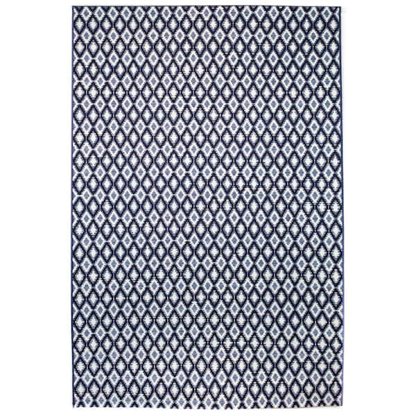 Fabien Dark Blue 8 ft. x 10 ft. Diamond Trellis Indoor/Outdoor Area Rug