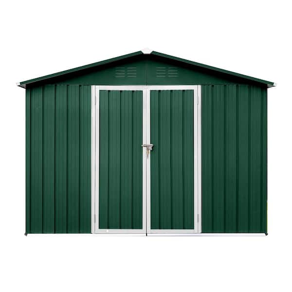 6 ft. x 8 ft. Green Metal Garden Storage Shed with Apex Roof, Lockable Hinged Door and Punched Vents (50 sq. ft. )