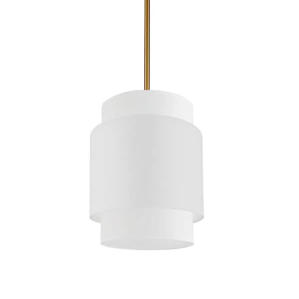 Dainolite Priya 1 Light Aged Brass Shaded Pendant Light With White Fabric Shade Pya 141p Agb Wh 5366