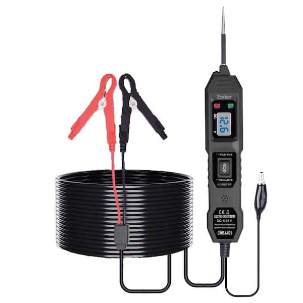 1-Piece Automotive Electrical Tester 6-24-Volt DC Circuit Probe with LCD Display Flashlight Overload Protection Black