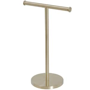 Freestanding Tower Bar With Steady T-Shape Towel Rack For Bathroom Kitchen Vanity Countertop in Brushed Gold