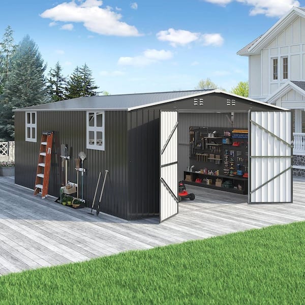 12 ft. W x 18 ft. D Metal Outdoor Storage Shed with Vents, Lockable Doors and Windows (216 sq. ft.)