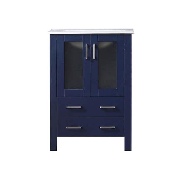Volez 24 in W x 18 in D Navy Blue Bath Vanity and Integrated Ceramic Top