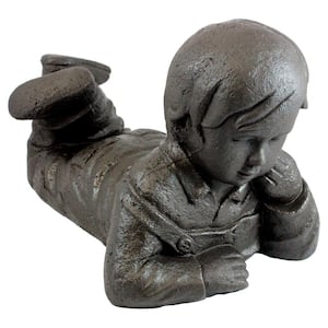 18 in. x 11 in. Bronze Color Day Dreaming Boy Lawn and Garden Statue