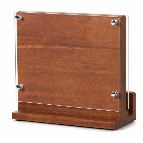 10-Knife Double-Side Acacia Wood Magnetic Knife Block with Acrylic Shield for Kitchen Counter
