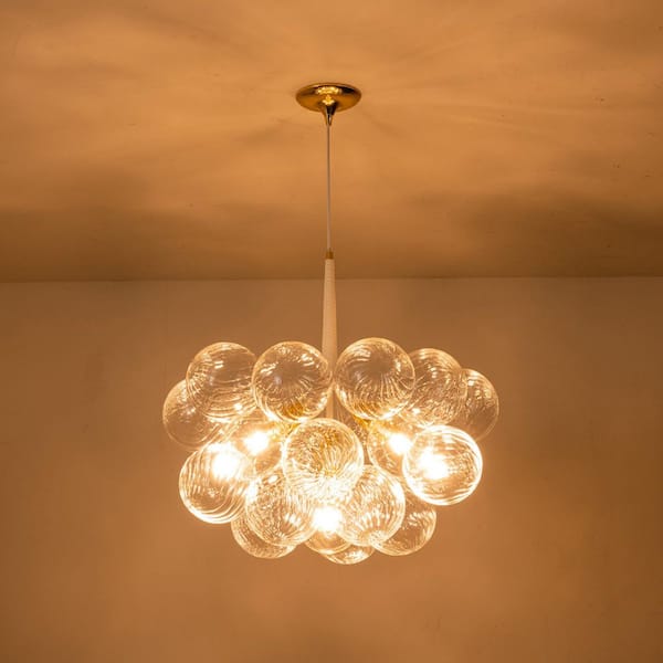 Bubble chandelier ゴールド LED対応 HUOKU Alma 6-Light 24.8 in.W Gold and White Cluster Bubble