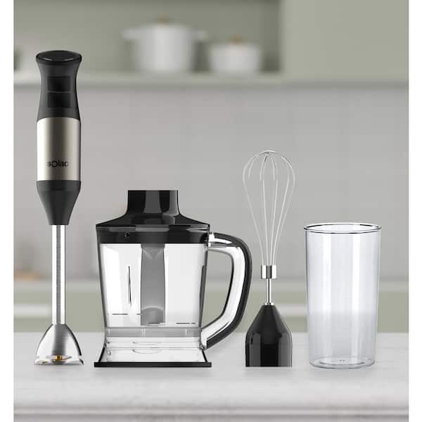 Immersion blender with whisk attachment. Stainless steel wand or