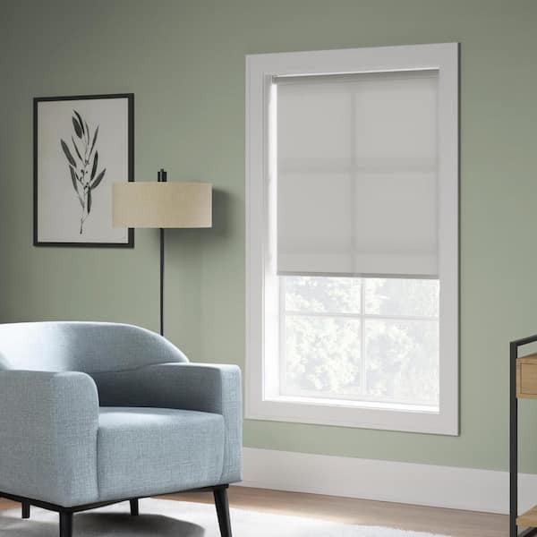 iFit Cut-to-Size 36.5 in. W x 73 in. L Light Gray Cordless Light Filtering Polyester Fabric Roller Shade