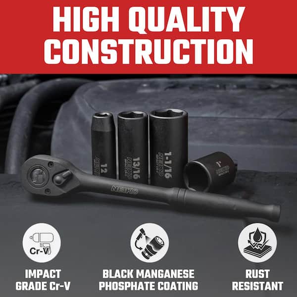 NEIKO 1/2 in. Drive Master SAE and Metric 6-Point Deep and Shallow