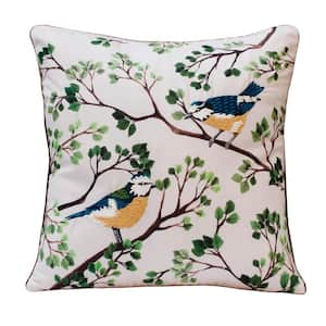 Gaia Forest Green/Blue Transitional Animal-Print 20 in. x 20 in. Throw Pillow