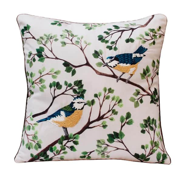LR Home Gaia Forest Green/Blue Transitional Animal-Print 20 in. x 20 in. Indoor Throw Pillow