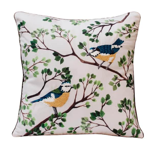 Unbranded Gaia Forest Green/Blue Transitional Animal-Print 20 in. x 20 in. Indoor Throw Pillow