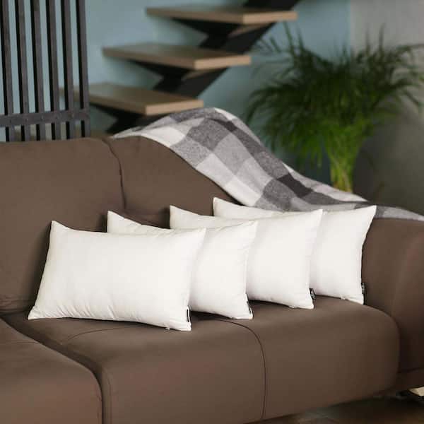MIKE & Co. NEW YORK Decorative Farmhouse White 12 in. x 20 in. Lumbar Solid Color Throw Pillow Set of 4