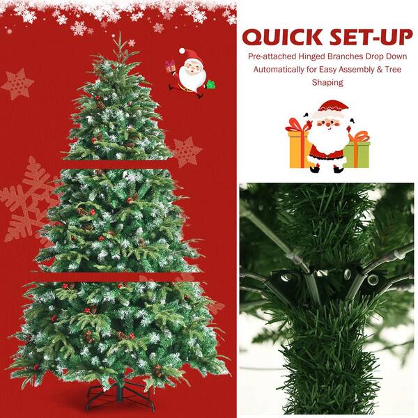 Costway 7ft App-Controlled Pre-Lit Christmas Tree Multicolor Lights w/15 Modes in Green