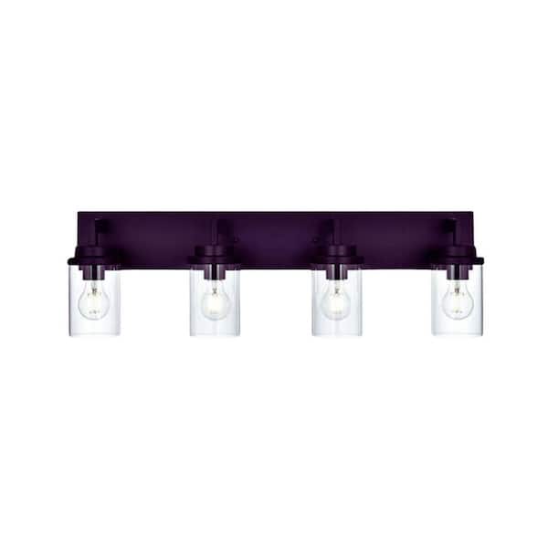31 in. 4-Light Bathroom Vanity Light, Oil Rubbed Bronze with Clear Glass, Industrial Farmhouse Wall Sconce.