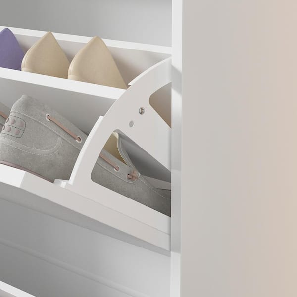 FUFU&GAGA White Wooden Shoe Storage Bench, Simple and Fashion Shoes Cabinet,  42.6 in. H x 31.6 in. W x 9.3 in. D LBB-KF260055-01-c - The Home Depot