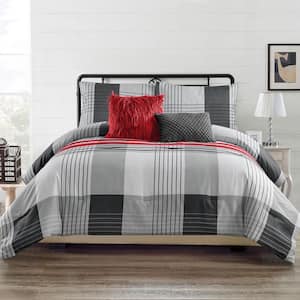Multi-Colored Plaid King Polyester Comforter