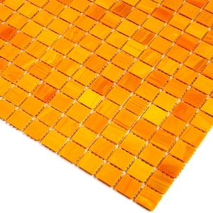Dune Glossy Honey Orange 12 in. x 12 in. Glass Mosaic Wall and Floor Tile (20 sq. ft./case) (20-pack)
