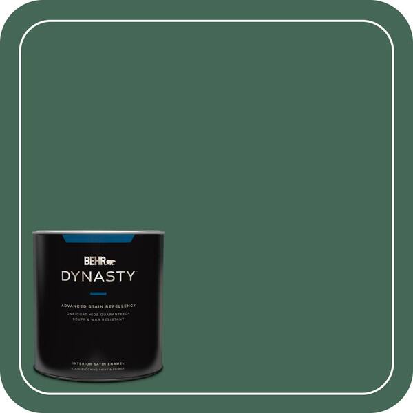 BEHR DYNASTY 1 qt. #M420-7 Billiard Green Satin Enamel Interior Stain-Blocking Paint and Primer