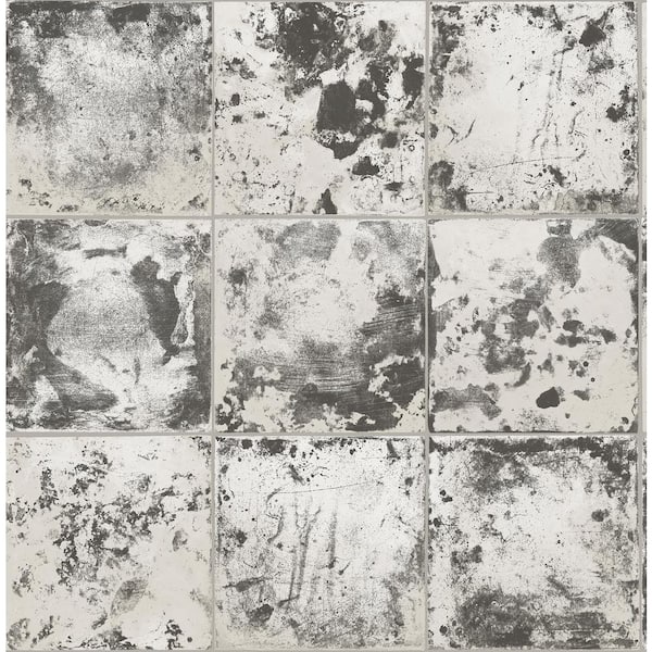 NuWallpaper Metal Sheet Grey Metallic Vinyl Peel and Stick Wallpaper Sample