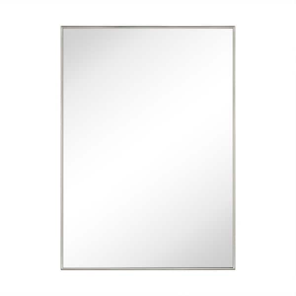 Linton 20 in. W x 28 in. H Rectangle Stainless Steel Framed Wall Mounted Bathroom Vanity Mirror in Brushed Nickel