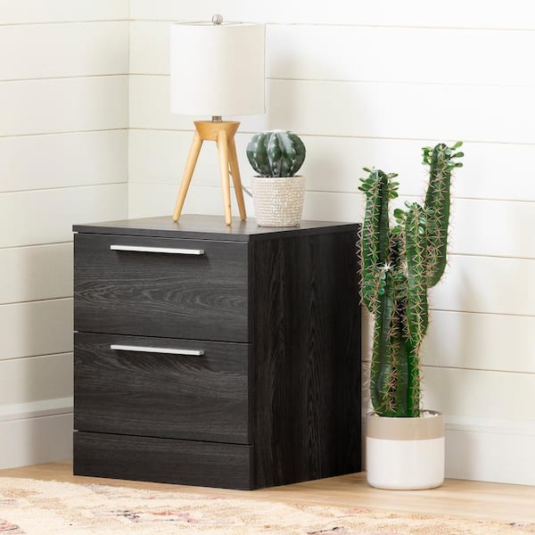 South Shore Step One Essential 2-Drawer Gray Oak Nightstand